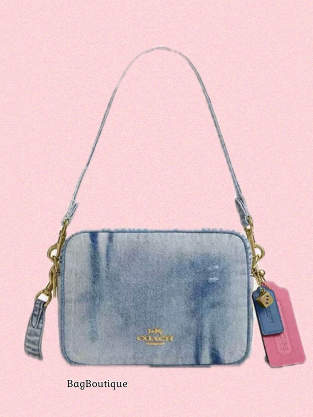 Coach Carey Loved Denim Blue Large Crossbody Bag with Coach Charms! Brand NEW 🌸💕